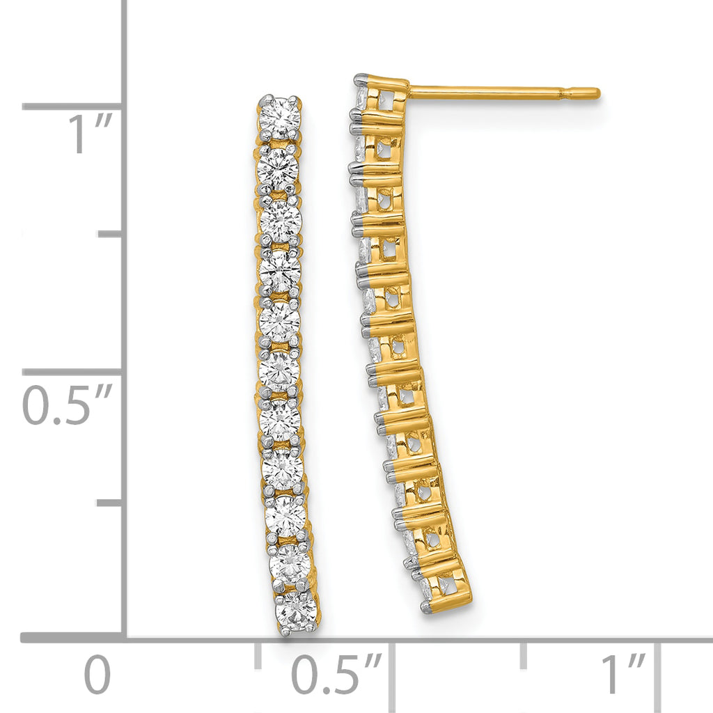 14k Polished CZ Dangle Post Earrings