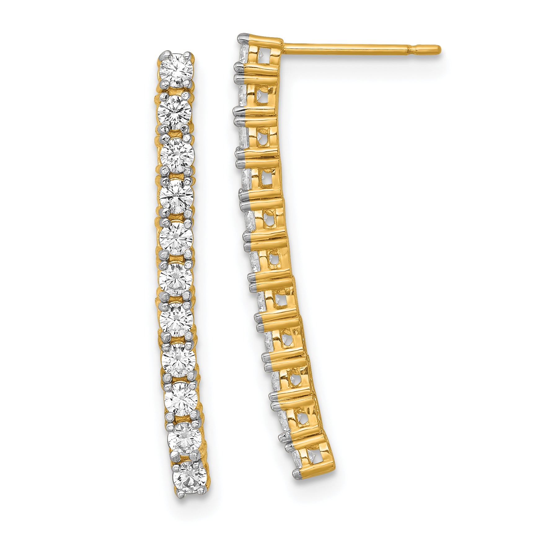 14k Polished CZ Dangle Post Earrings