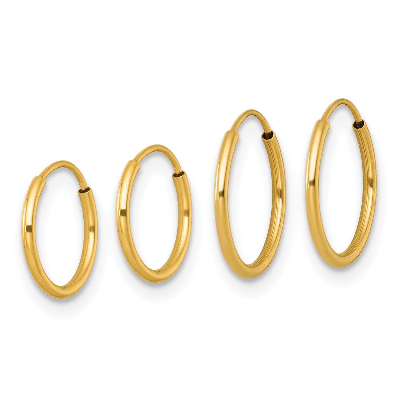 14k Polished Set of Two Pairs 1.00mm Endless Hoop Earrings