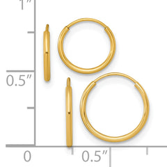 14k Polished Set of Two Pairs 1.00mm Endless Hoop Earrings