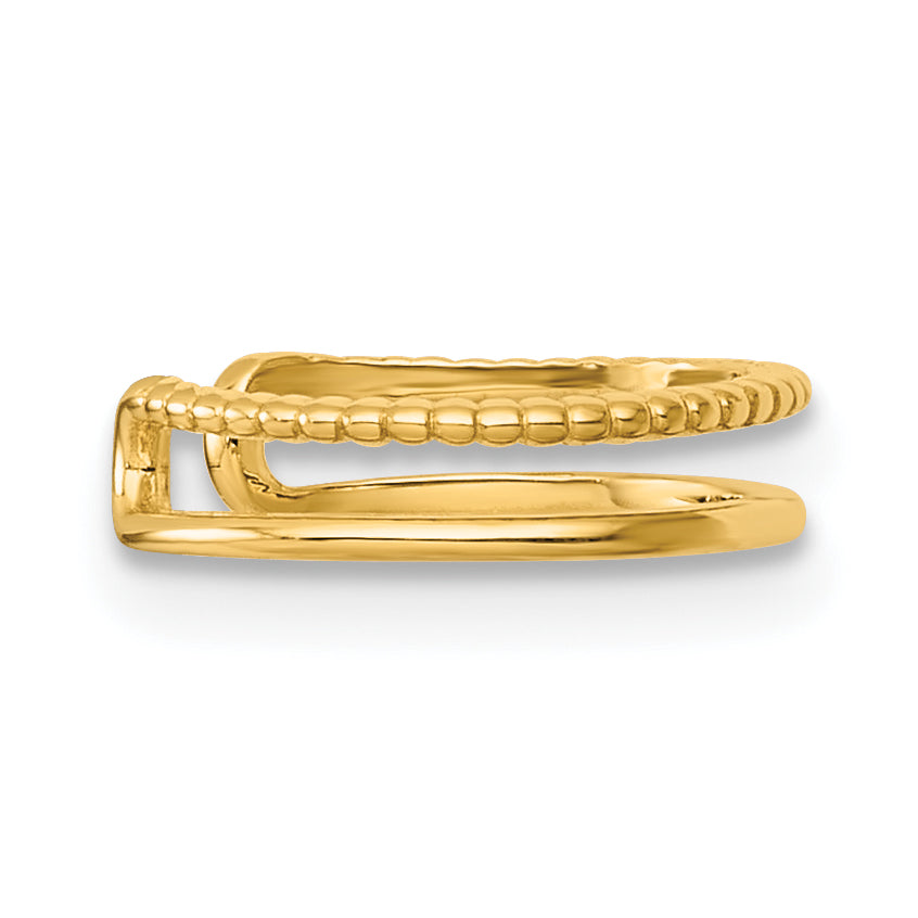 14k Polished and Textured 2-Row Single Ear Cuff