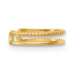 14k Polished and Textured 2-Row Single Ear Cuff