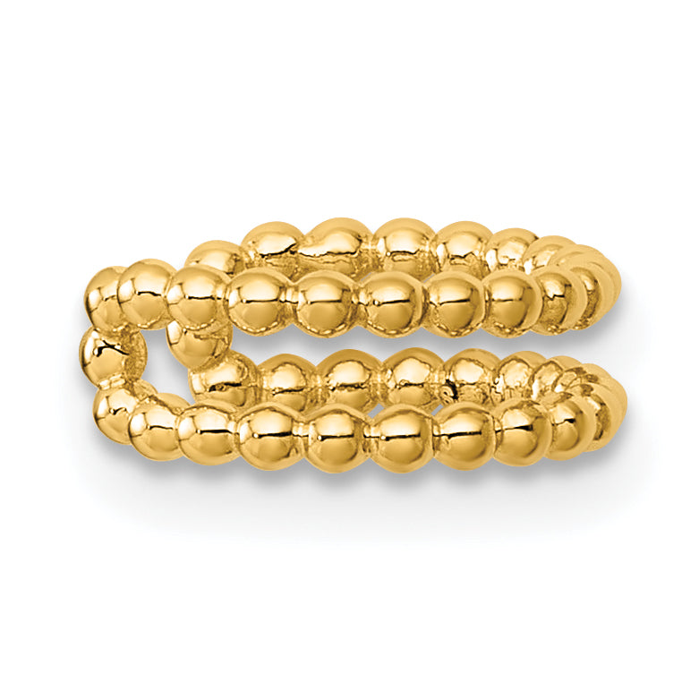 14k Polished Two Row Beaded Single Ear Cuff Secondary image
