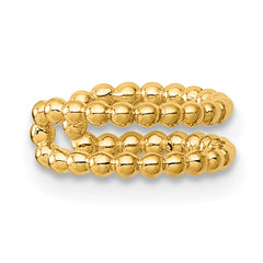 14k Polished Two Row Beaded Single Ear Cuff