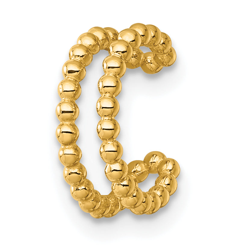 14k Polished Two Row Beaded Single Ear Cuff Main image