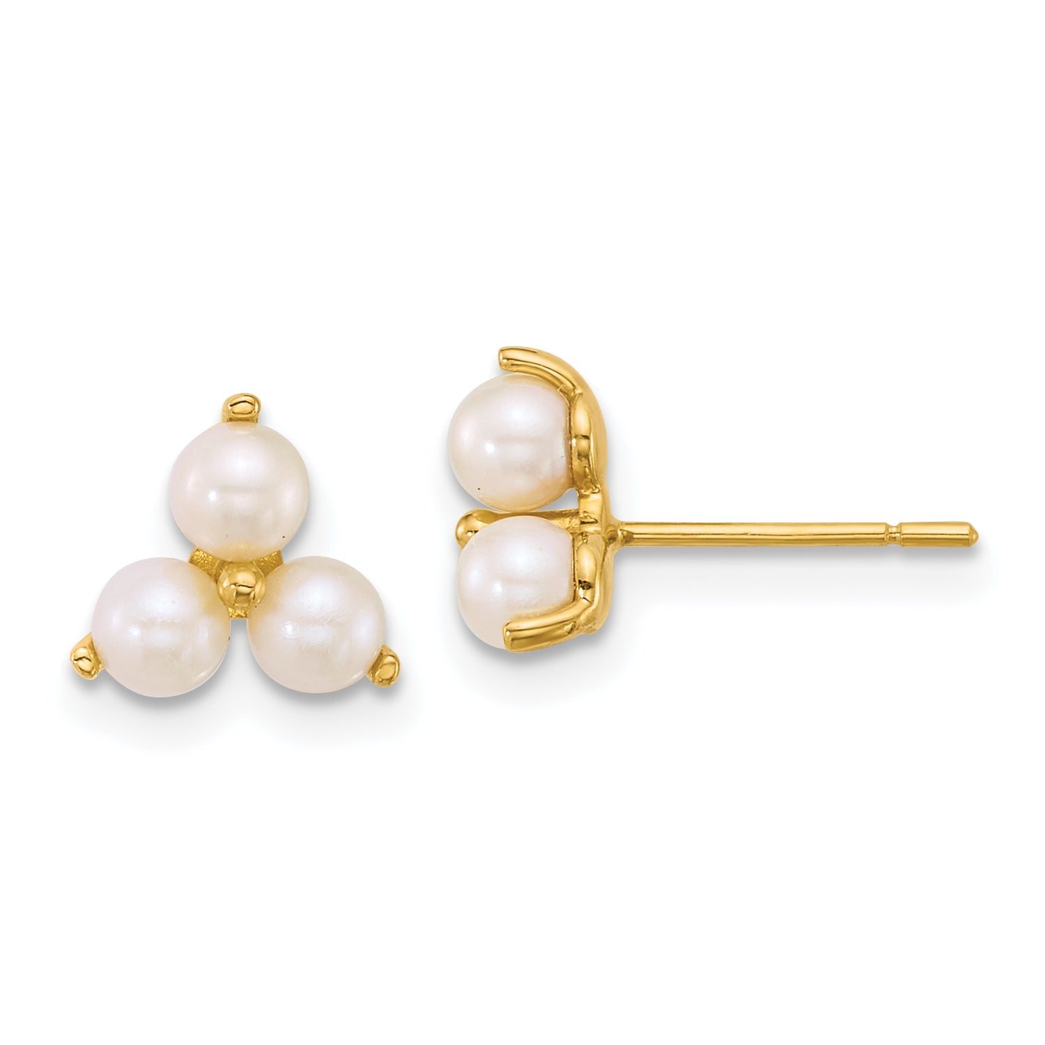14k Polished Trio Freshwater Cultured Pearls Post Earrings Main image