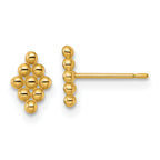14k Polished and Beaded Diamond-shape Post Earrings