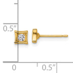 14k Polished Round CZ Square Post Earrings