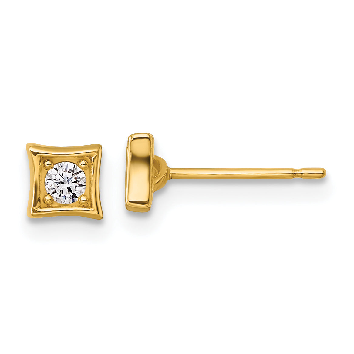 14k Polished Round CZ Square Post Earrings Main image