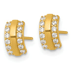14k Polished CZ Curved Bar Post Earrings
