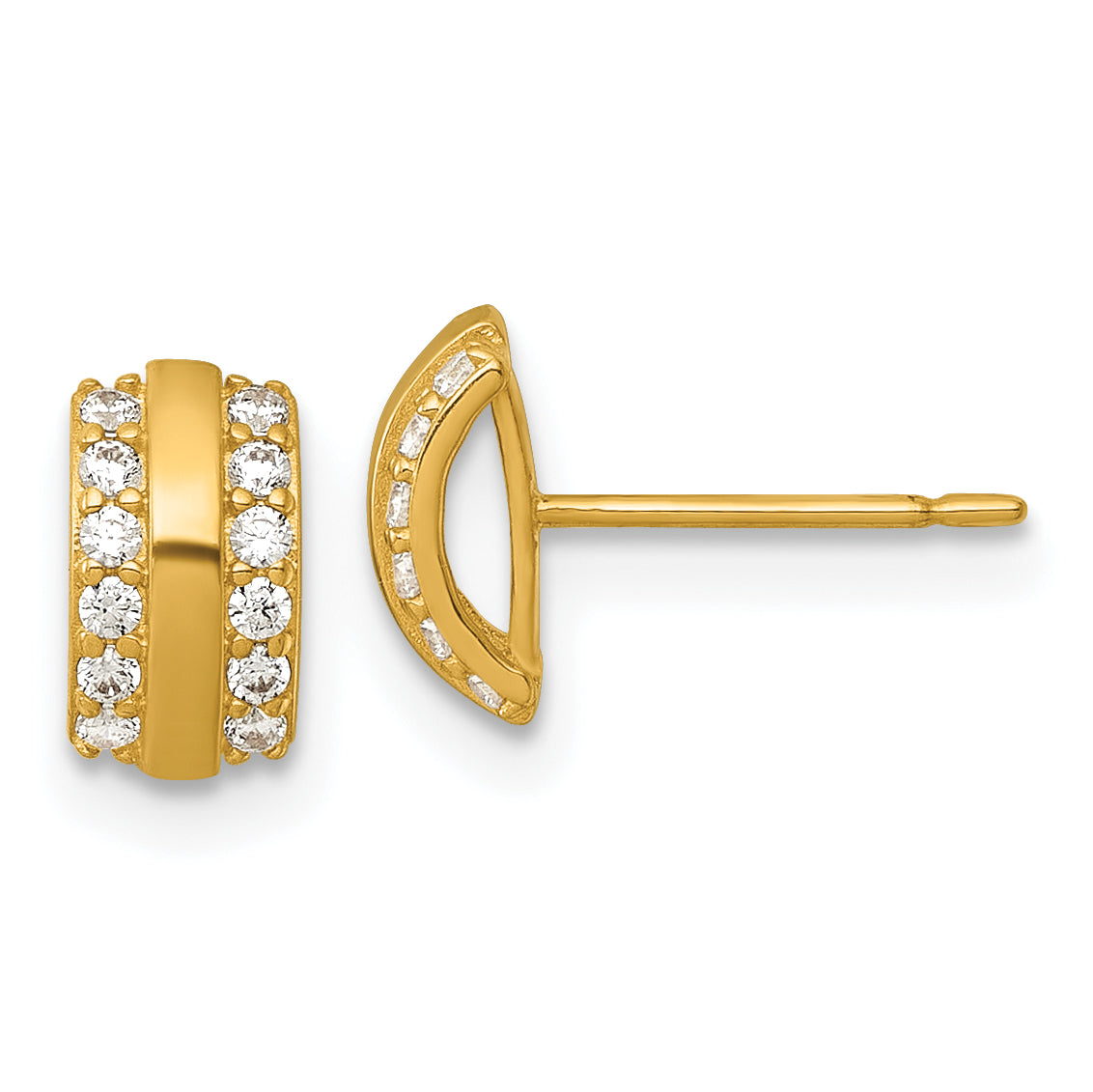 14k Polished CZ Curved Bar Post Earrings Main image