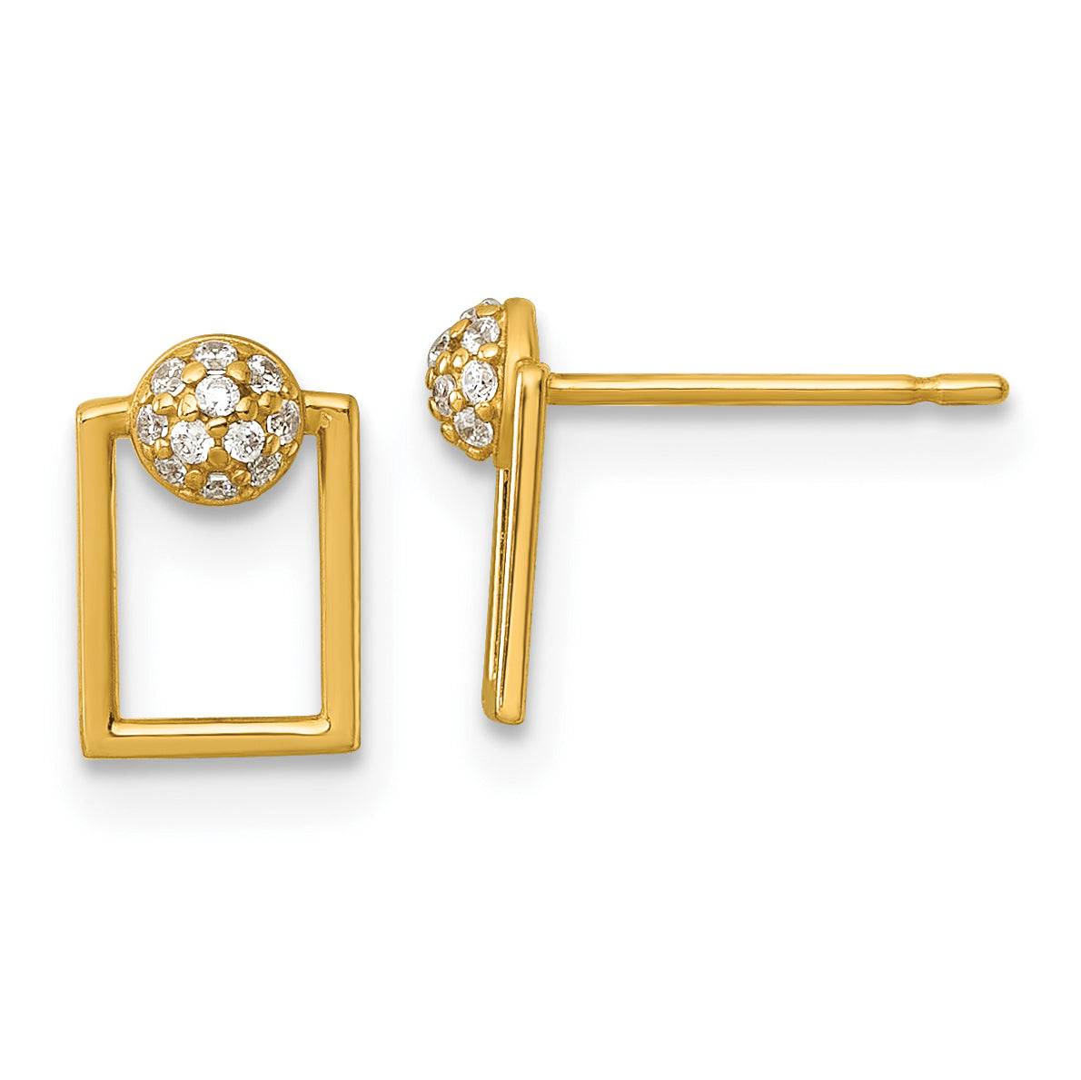 14k Polished CZ Open Rectangle Post Earrings Main image