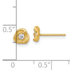 14k Polished and Satin Fancy CZ Post Earrings