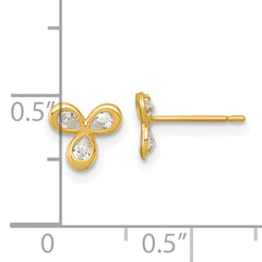 14k Polished Triple CZ Post Earrings