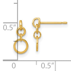 14k Polished Circles Dangle Post Earrings
