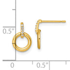 14k Polished CZ Circle Dangle Post Earrings