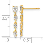 14k Polished Fancy Pear-shape CZ Dangle Post Earrings