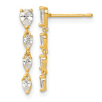 14k Polished Fancy Pear-shape CZ Dangle Post Earrings