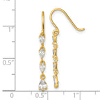 14k Polished Fancy Pear-shape CZ Dangle Shepherd Hook Earrings