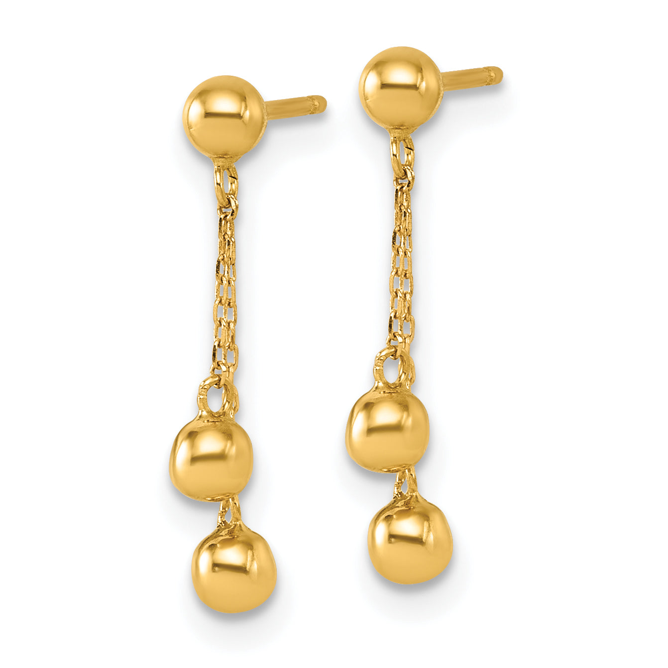 14K Polished Dangle Ball Post Earrings Secondary image