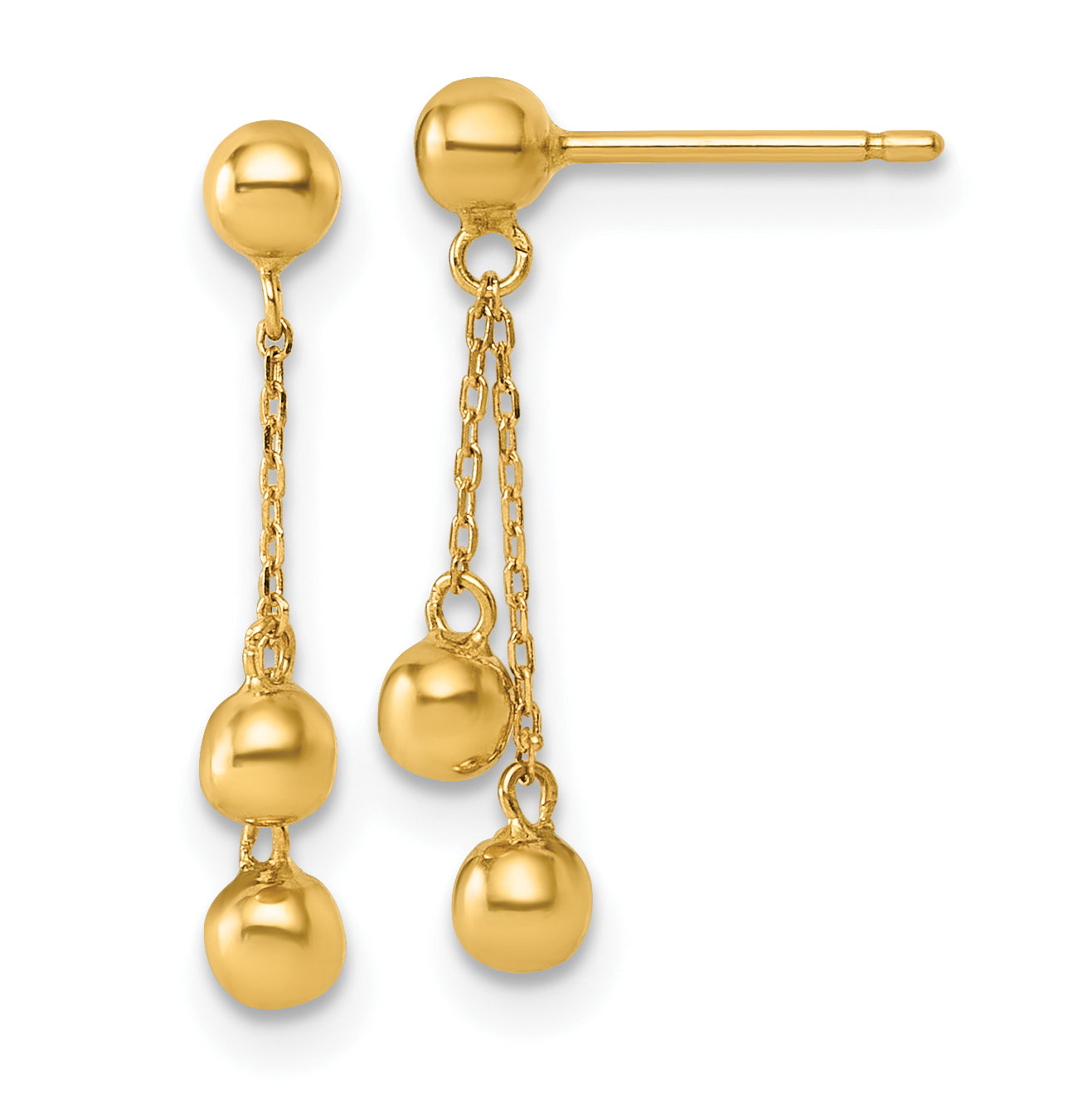 14K Polished Dangle Ball Post Earrings Main image
