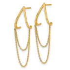 14k Polished V Design with Dangle Chains Post Earrings