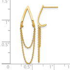 14k Polished V Design with Dangle Chains Post Earrings