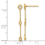 14k Polished Fancy Round/Marquise/Pear Bezel CZ and Chain Dangle Post Earrings