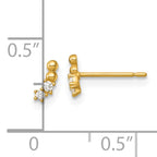 14k Polished and Beaded CZ Curved Post Earrings
