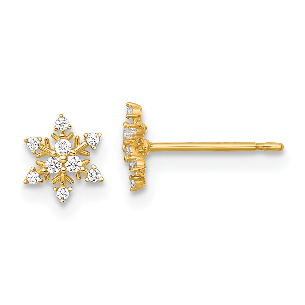14k Polished CZ Snowflake Post Earrings Main image