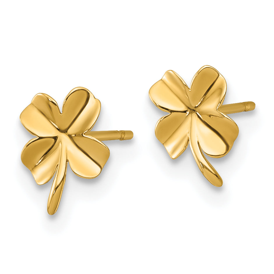 14k Polished Four Leaf Clover Post Earrings Secondary image