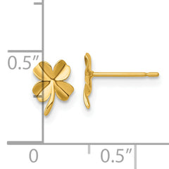 14k Polished Four Leaf Clover Post Earrings