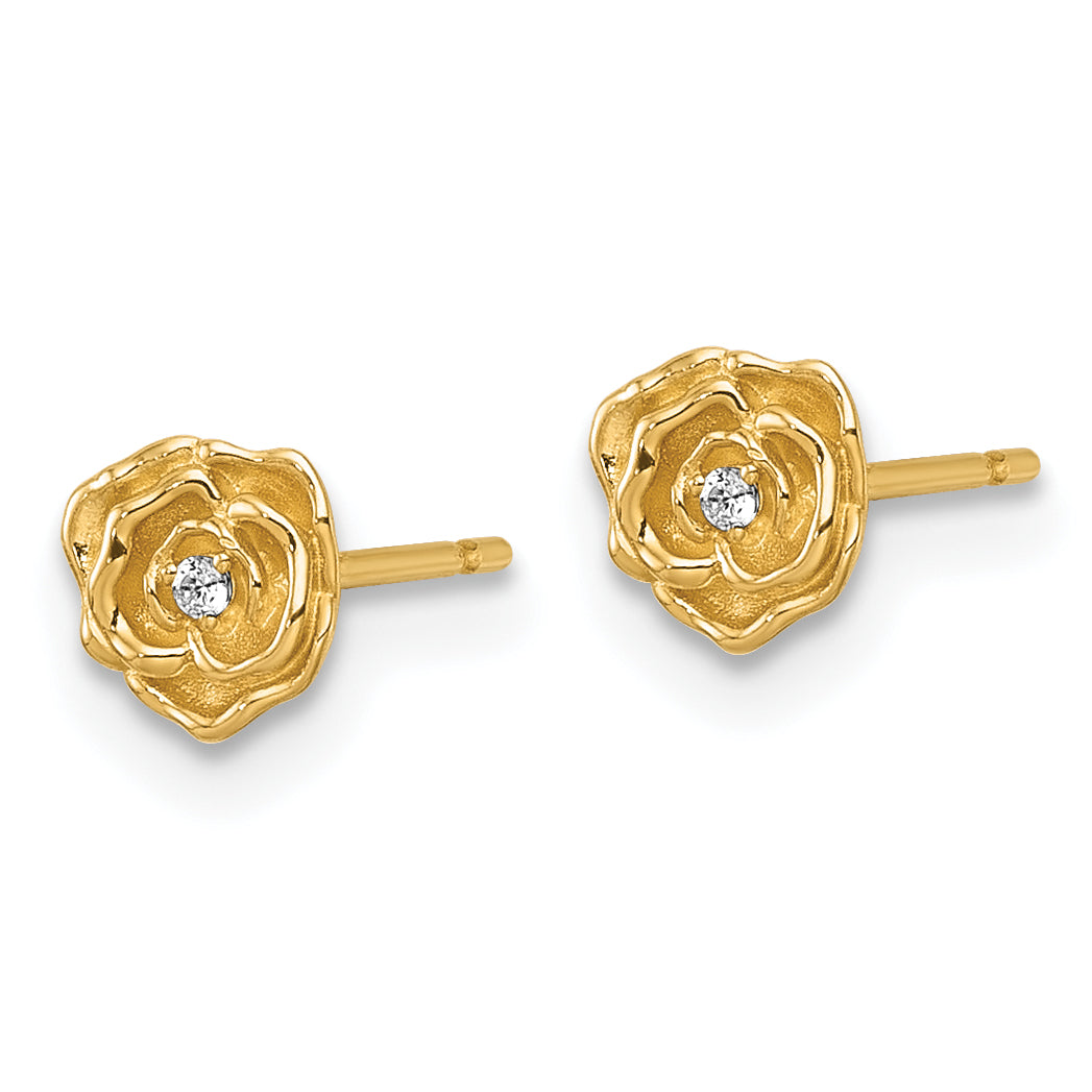 14k Polished CZ Rose Post Earrings Secondary image