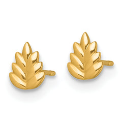 14k Polished Leaf Post Earrings