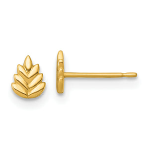 Leaf Stud Earrings in 14K Yellow Gold, 4.3mm - Sophia Jewelers