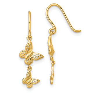 Butterfly Yellow Gold Themed Earrings - Sophia Jewelers