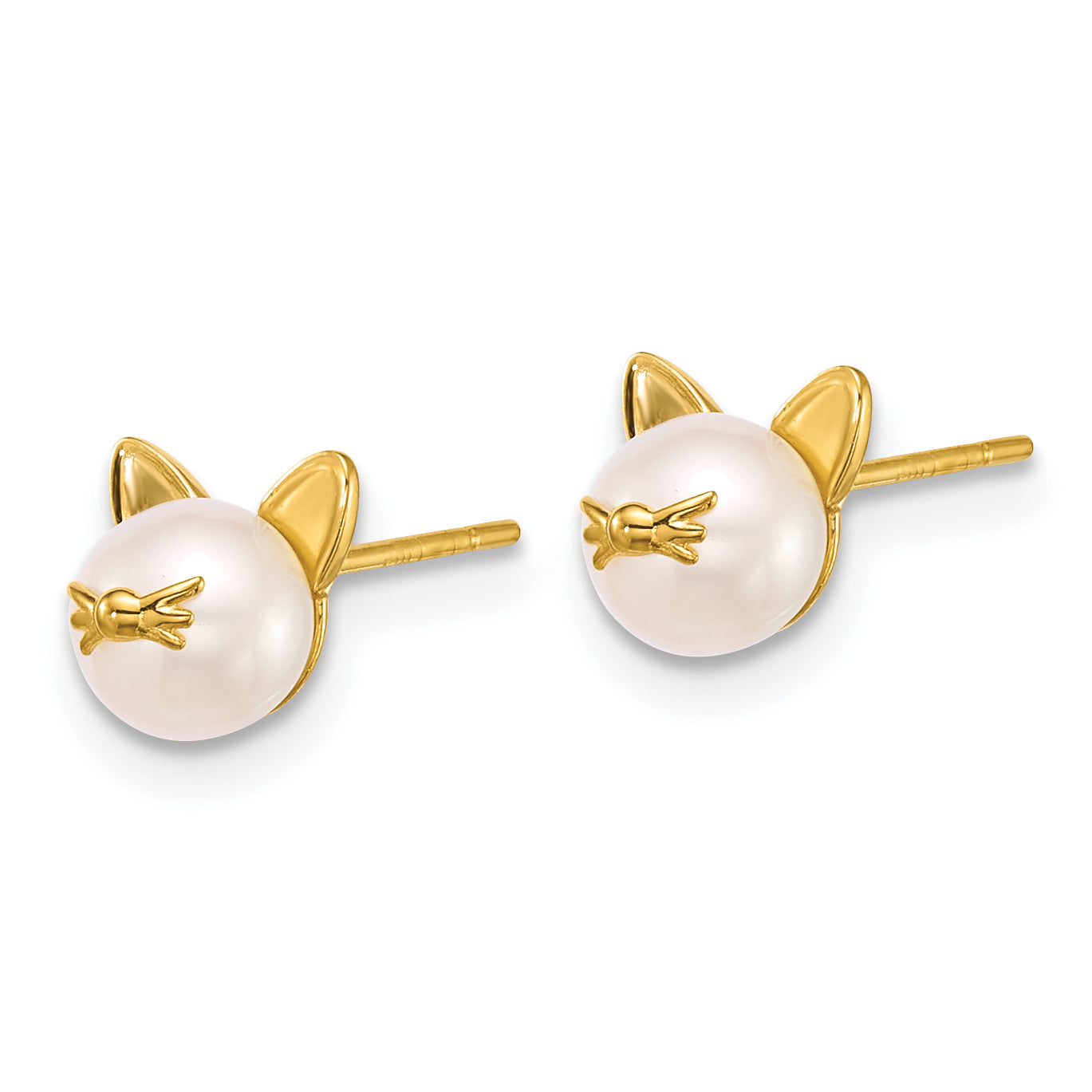 14k Polished Freshwater Cultured Pearl Cat Post Earrings Secondary image