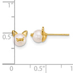 14k Polished Freshwater Cultured Pearl Cat Post Earrings