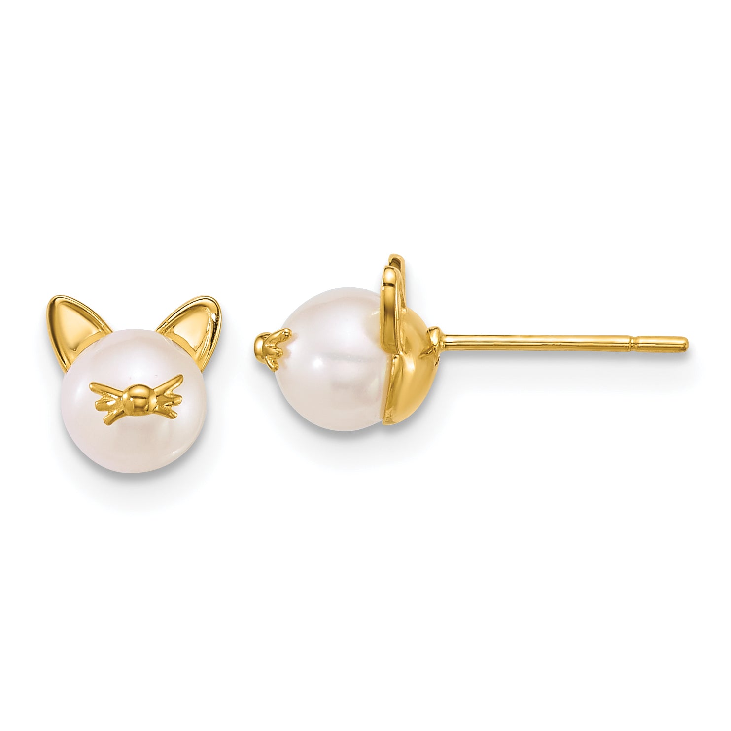 14k Polished Freshwater Cultured Pearl Cat Post Earrings Main image
