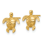 14k Polished and Diamond-cut Turtle Post Earrings