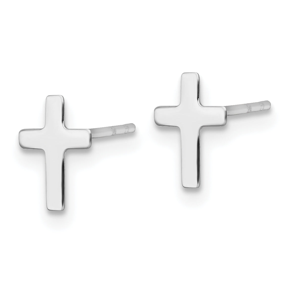 14k White Polished Latin Cross Post Earrings Secondary image