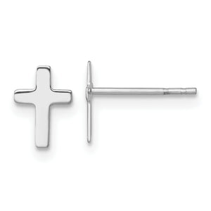 White Latin Cross Stud Earrings in 14K White Gold, 6.05mm - Sophia Jewelers