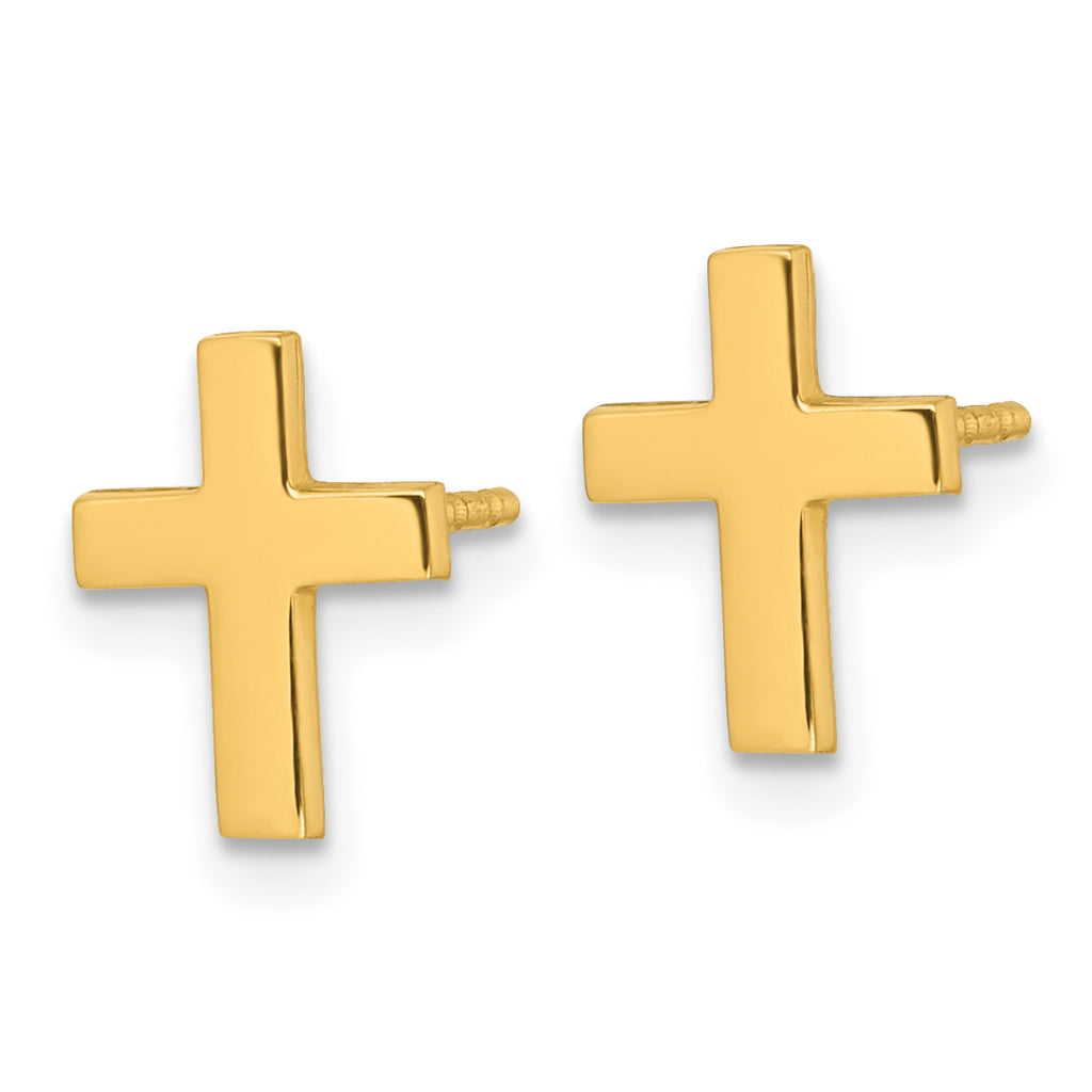 14k Polished Latin Cross Post Earrings
