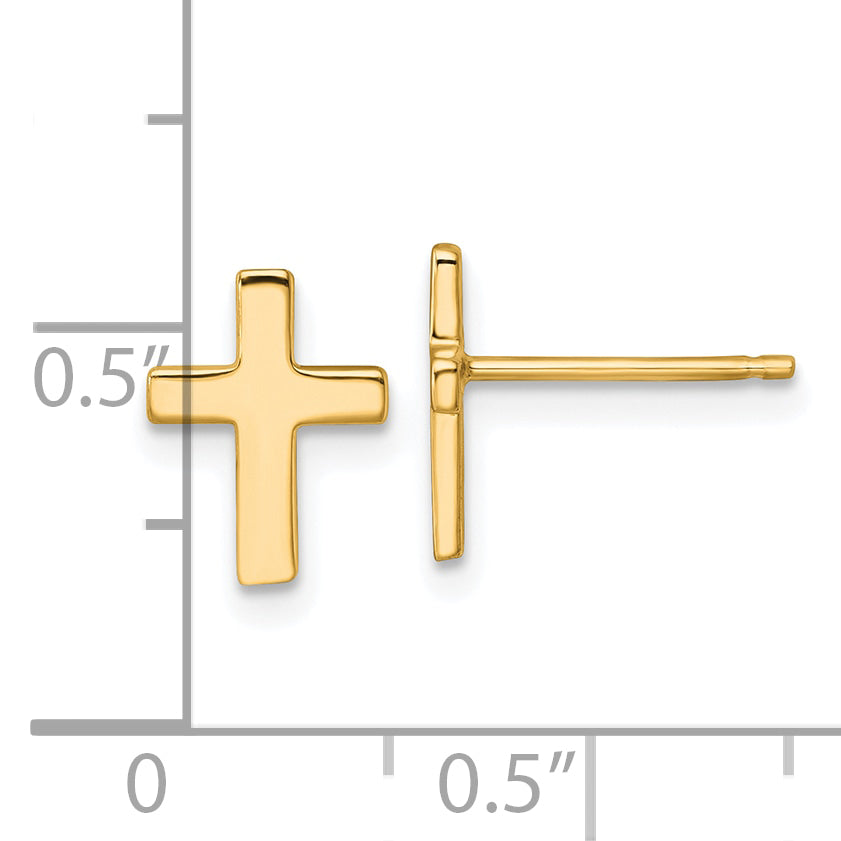 14k Polished Latin Cross Post Earrings