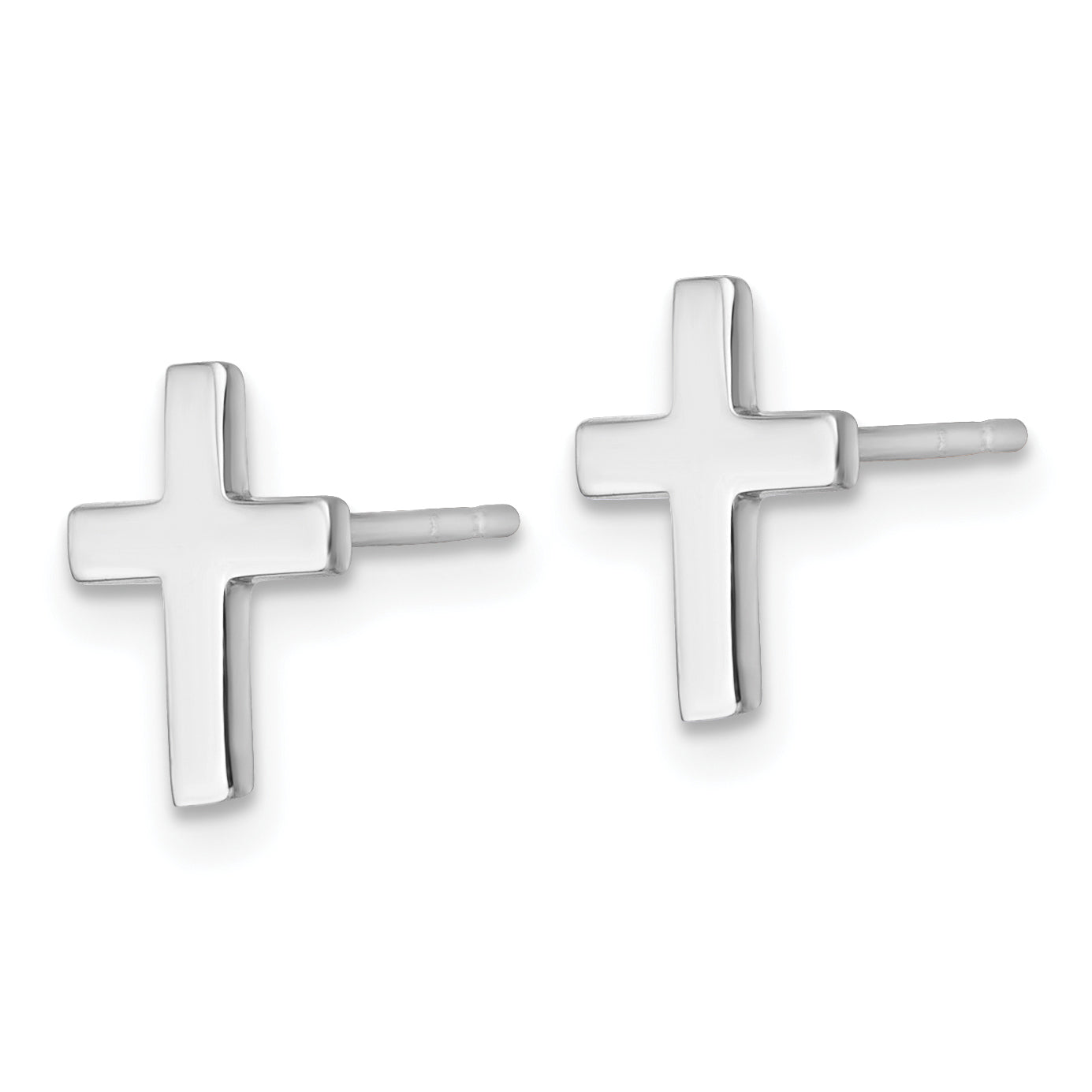 14k White Polished Latin Cross Post Earrings Secondary image