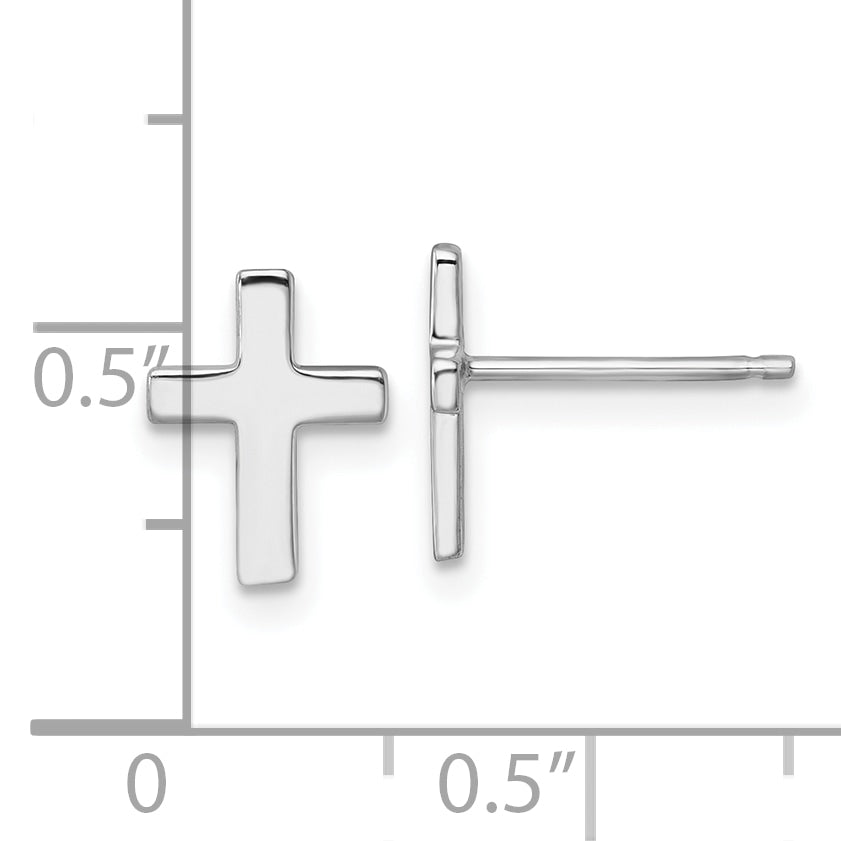 14k White Polished Latin Cross Post Earrings
