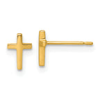 14k Polished Knife Edge Top Latin Cross Post Earrings