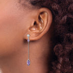Amethyst Stud Dangle Earrings in 14K White Gold, 9x5mm - Sophia Jewelers