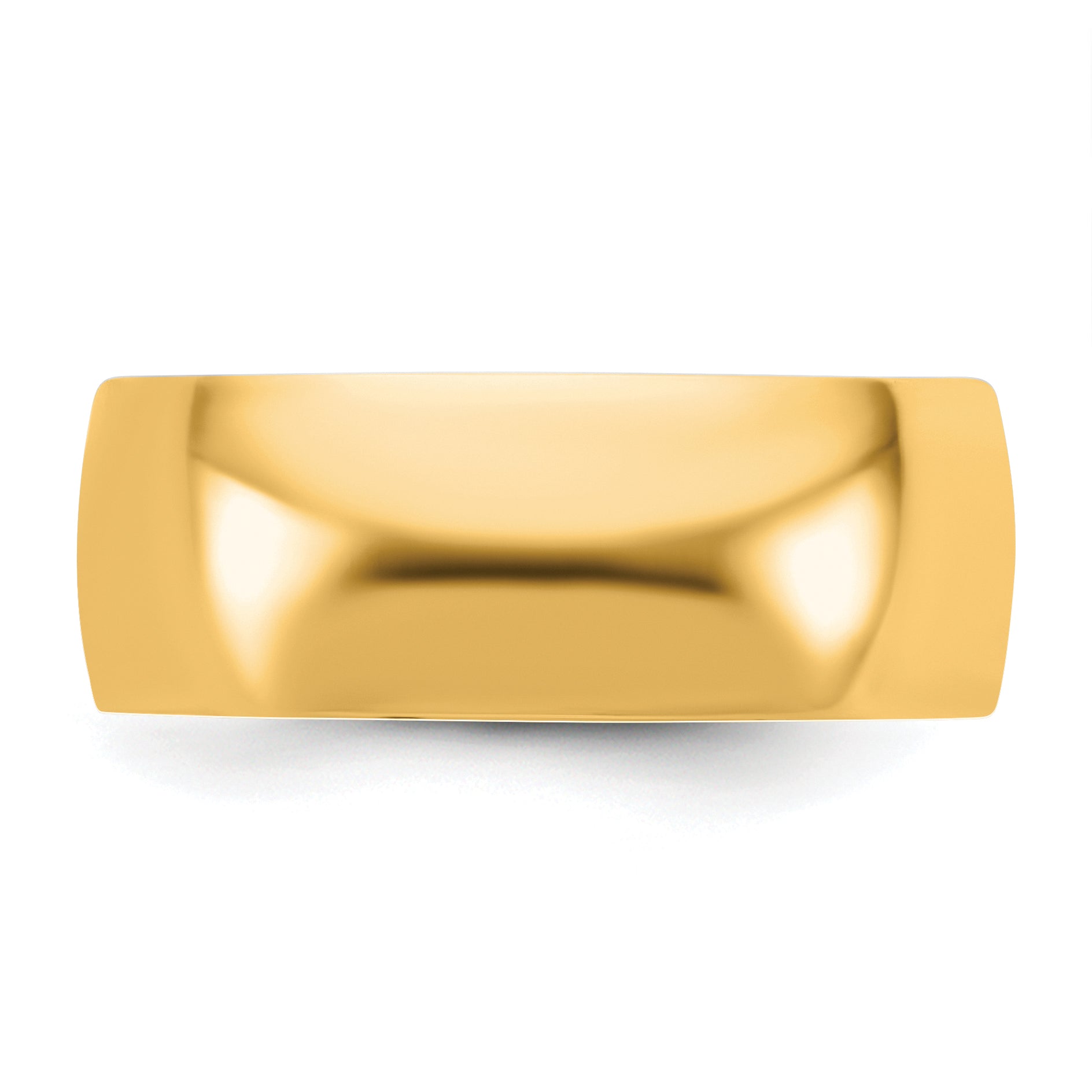Close-up of 8mm 14K gold wedding band hinge detail
