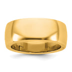 14K Yellow Gold Half-Round Wedding Band 8mm